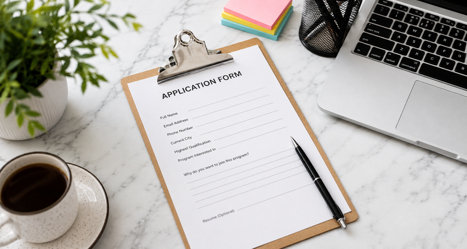 Graduate filling out career program application